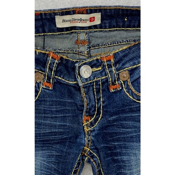 Bisou Deve Jeans Womens Size 5 Dark Wash Low Rise Straight Denim Flap Pockets - Picture 4 of 16